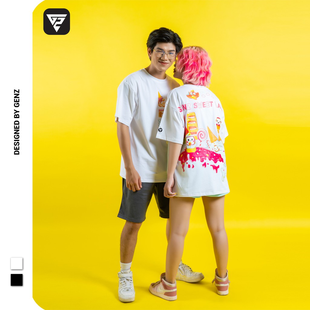 Áo thun tay lỡ GENZ phông Unisex nam nữ Cotton oversize form rộng Sweet Land
