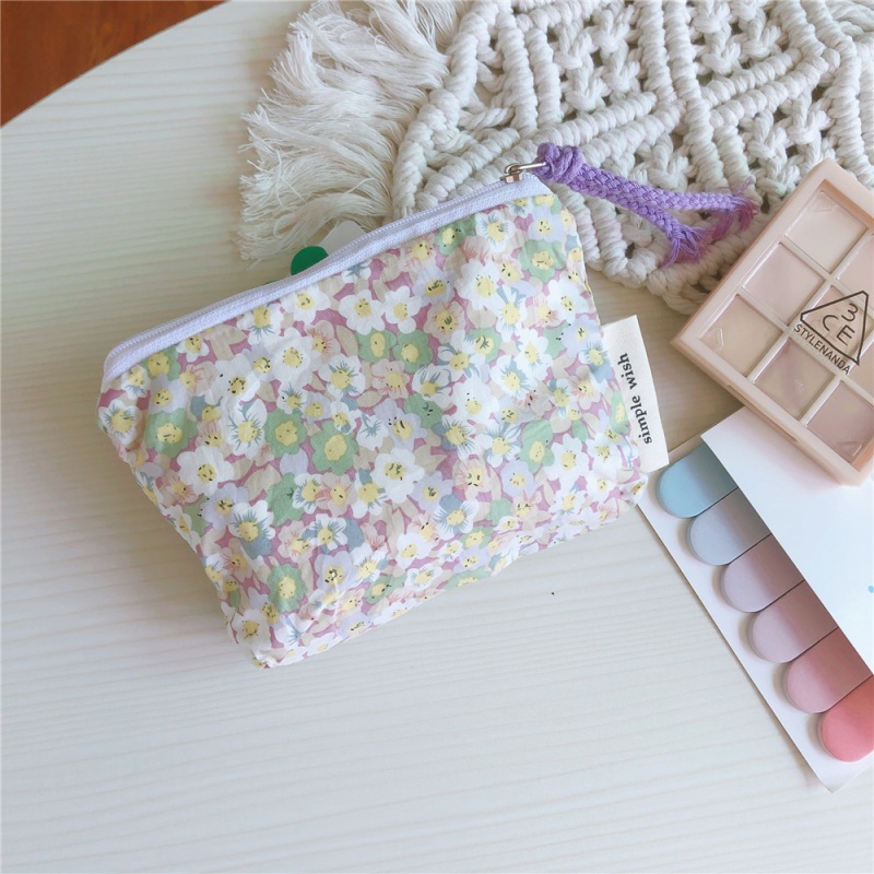 Túi Đựng Tiền Xu / Son Môi / Tai Nghe Bằng Cotton Màu Tím Nhạt Nhẹ Nhà