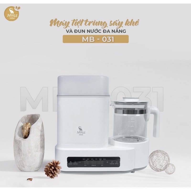 Máy tiệt trùng sấy khô bình sữa Moaz Bebe MB031, máy đun nước pha sữa cho bé - Monnie Kids