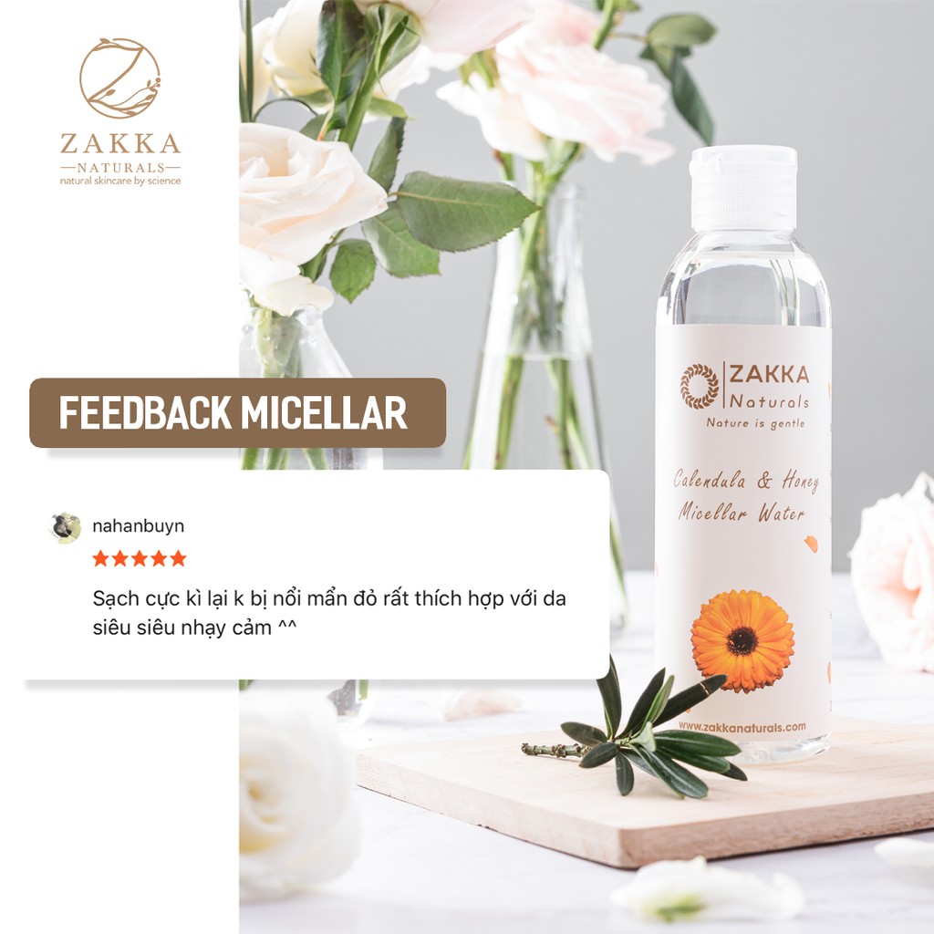 [Mã FMCGMALL - 8% đơn 250K] Nước Tẩy Trang Micellar Hoa Cúc Mật Ong Sạch Sâu, Dịu Nhẹ 200ml Zakka Naturals | BigBuy360 - bigbuy360.vn
