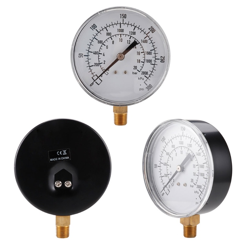 Đồng Hồ Đo Áp Suất Chân Không Chống Rung 0 300psi 0 2000kpa 0 20bar