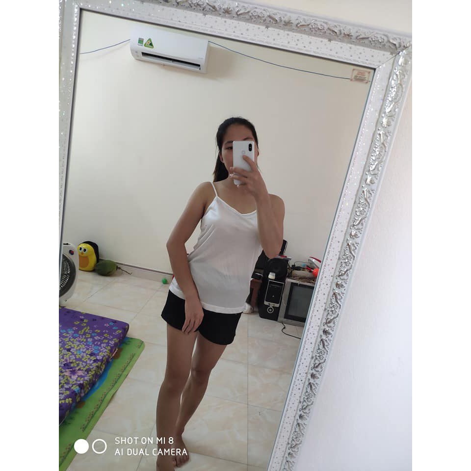 ÁO 2 DÂY LỤA SATIN TRẮNG