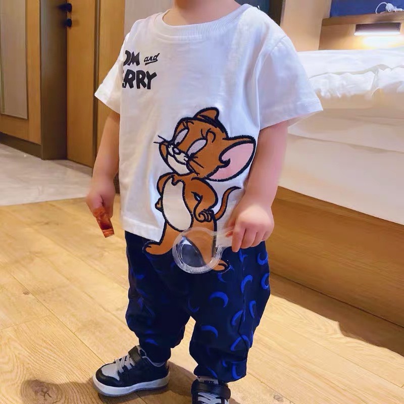 Áo thun trẻ em Con Xinh cotton hình thêu chuột JERRY dễ thương,độc đáo, thời trang dành cho trẻ em từ 4 đến 10 tuổi