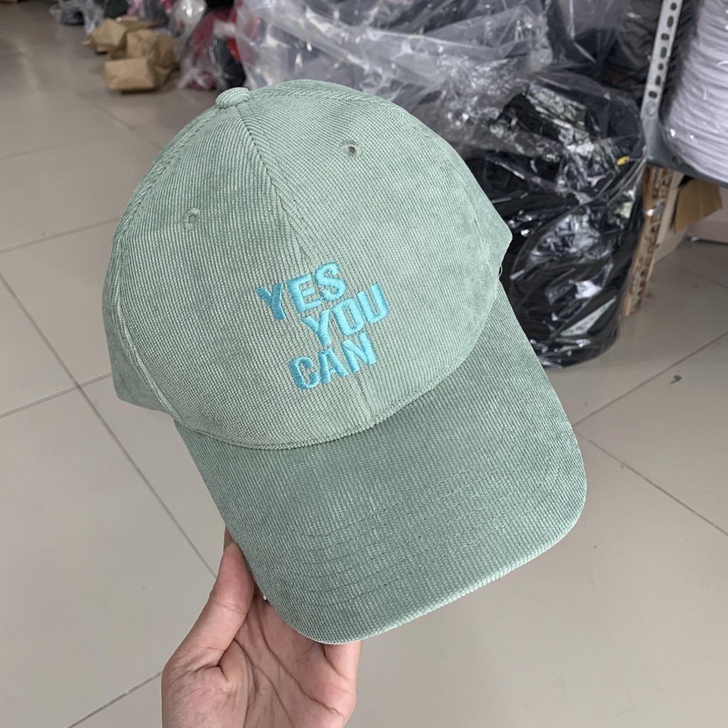 Mũ lưỡi trai Yes You Can nhung nam nữ- Sam Shop- Freeship extra- Freesize - Nhiều màu