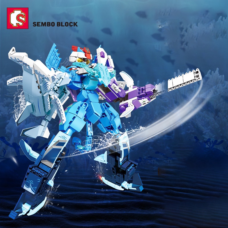 Đồ chơi Lắp ráp Robot biển cả, Sembo Block 103254-57 Sea Robot, Xếp hình thông minh, Mô hình Robot