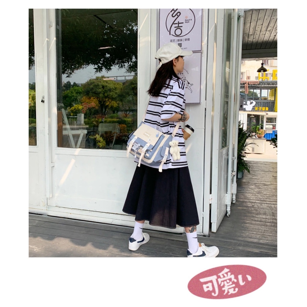 Túi đeo chéo nữ học sinh mini Dameibag bằng vải size 30x24x11cm đựng vừa A4 Tặng sticker- Túi học thêm [Hàng Quảng Châu]