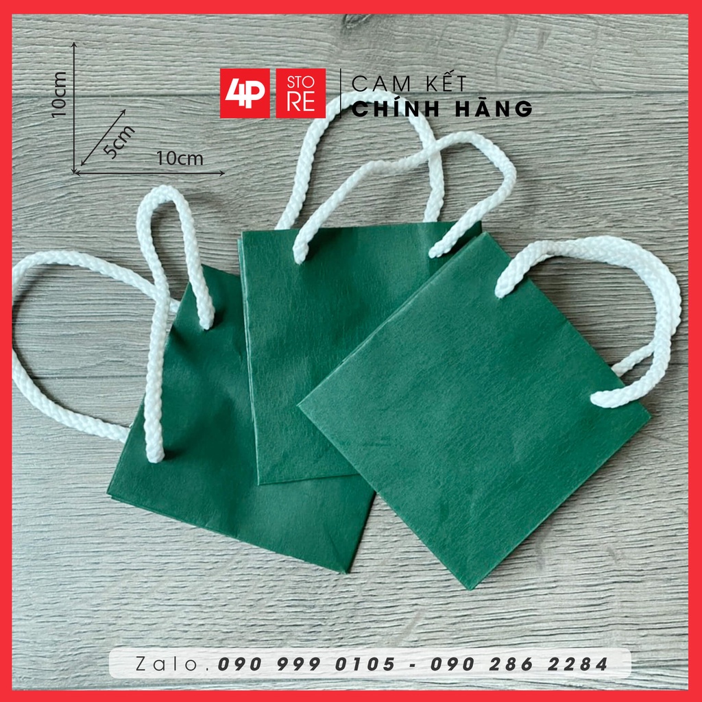 10 TÚI GIẤY KRAFT XANH LÁ  ĐẬM 10X10X5CM