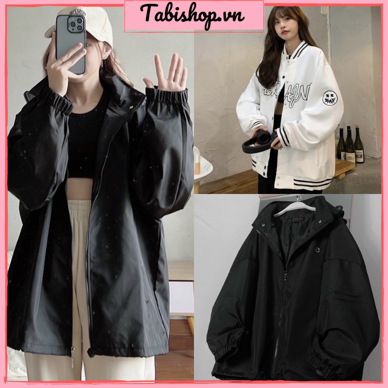 Áo Bomber unisex Tabishop áo khoác dù nam nữ mặc được, 2 màu Đen Trắng, from đẹp