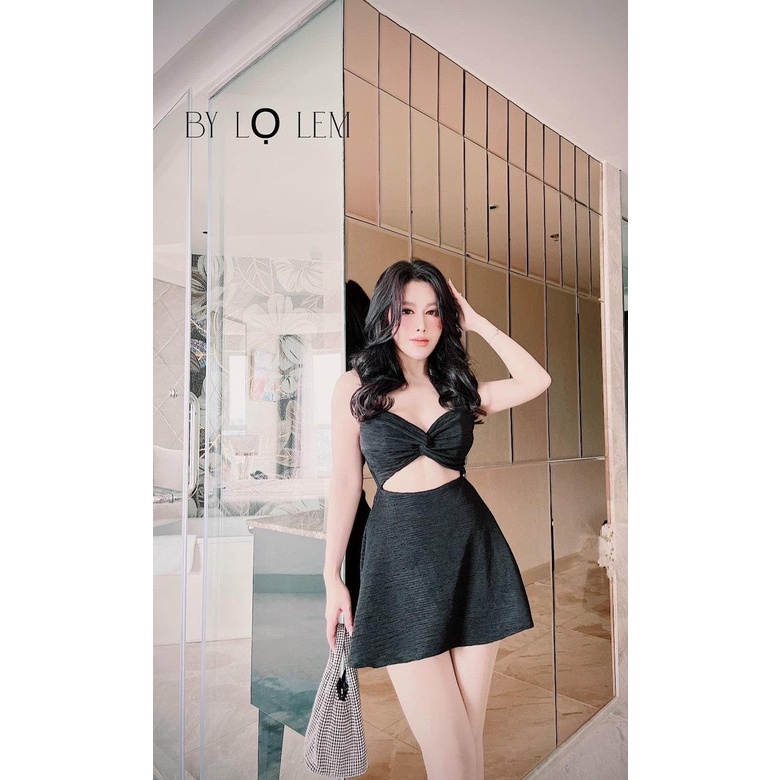 Đầm Hai Dây Body PINKSTORE29, Dáng Ôm Khoét Bụng Xoắn Ngực Quyến Rũ D089