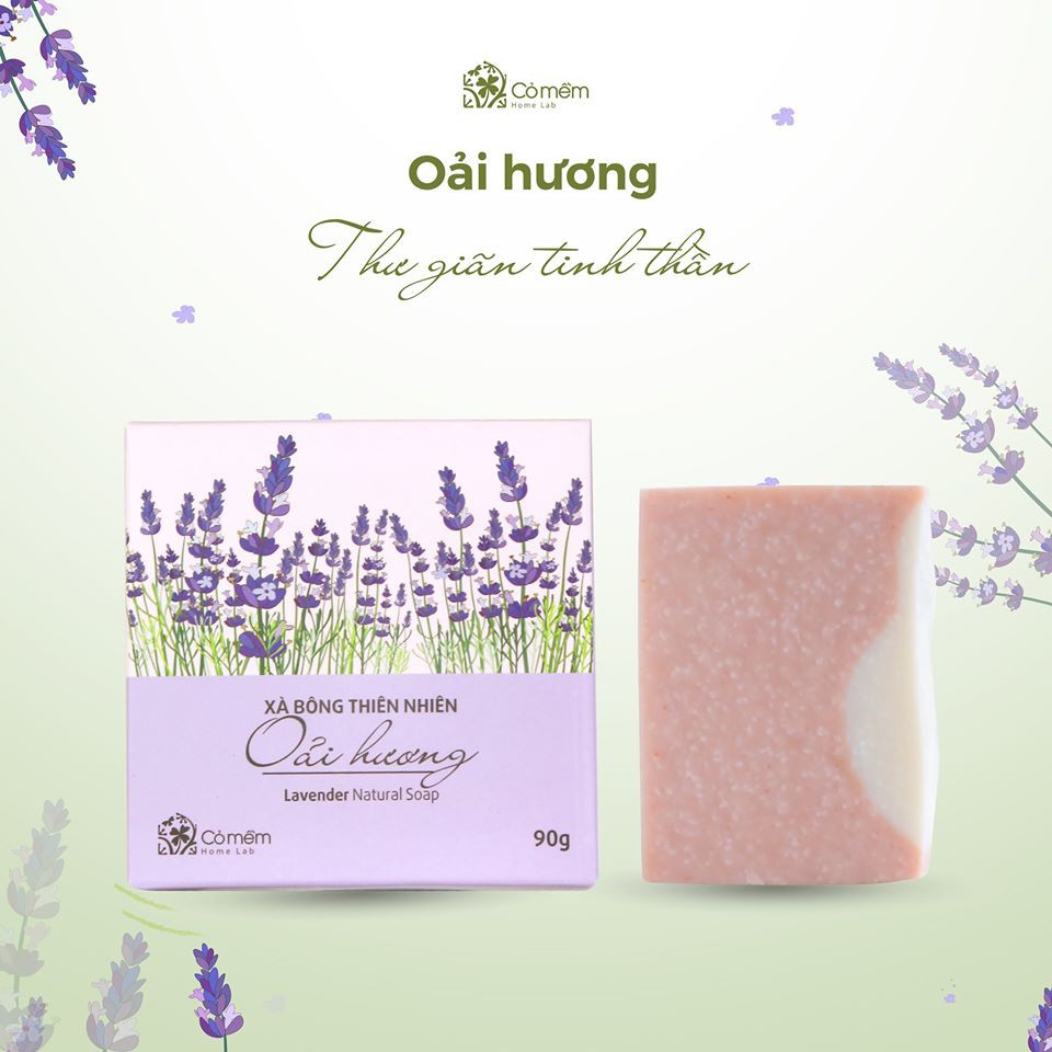 Xà bông Tắm Và Rửa Mặt Thiên Nhiên Oải Hương Lavender Thư giãn Cỏ Mềm 90g