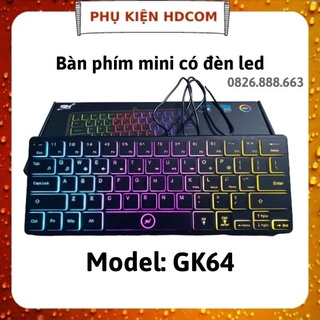 Bàn phím máy tính mini có dây, đèn led RGB dễ thương Gnet Gk64