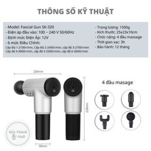 👑Ông Vua Bán Sỉ👑 Súng Massage Toàn Thân 4 Đầu 6 Chế Độ Fascial - Giảm Đau Mỏi Vai Gáy, Giãn Cơ Sau Tập