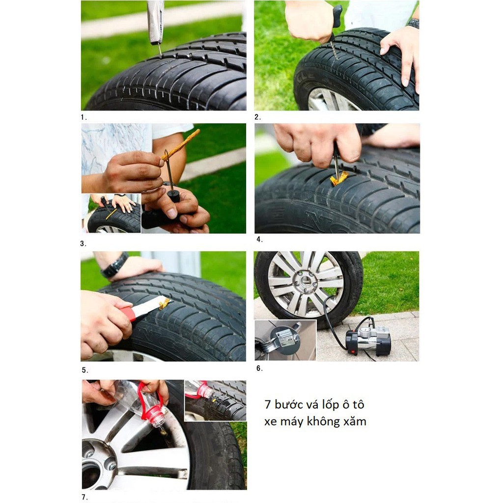 Bộ vá lốp không săm ô tô xe máy 8 chi tiết