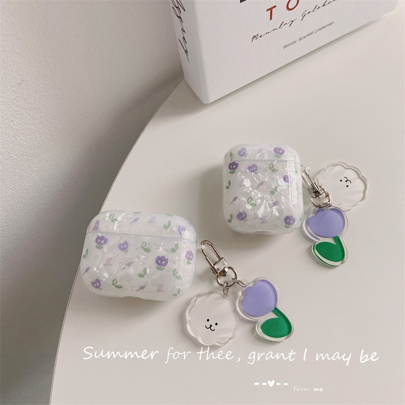 Vỏ bảo vệ hộp sạc tai nghe họa tiết hoa Tulip dễ thương thích hợp cho Airpods Pro 1/2