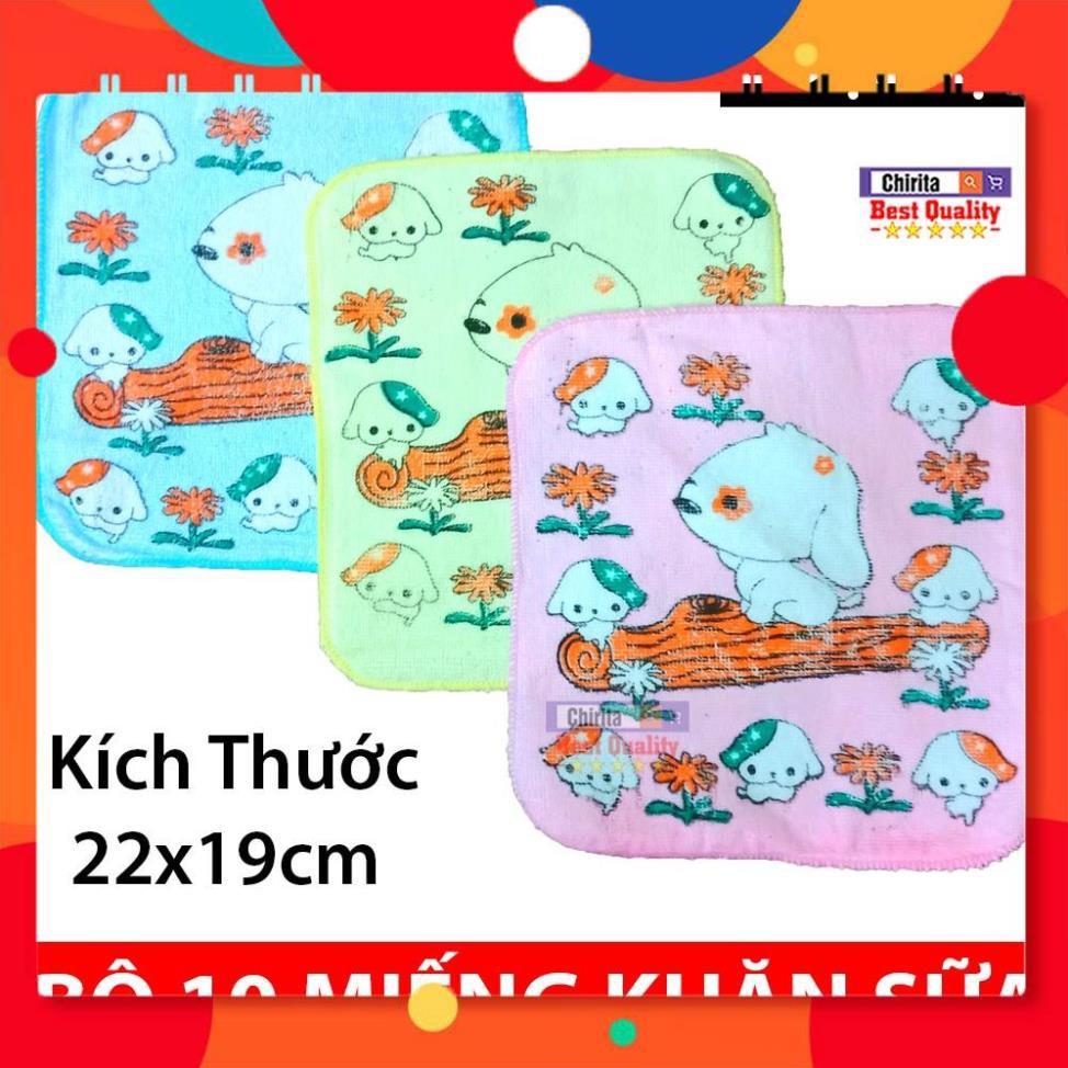 Combo 10 Khăn Sữa Hình Thú Đáng Yêu - Khăn Xô Vải Siêu Mềm Mịn - Kích Thước 22x19cm