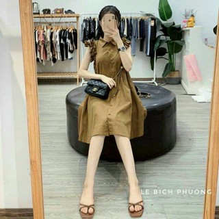 Đầm bầu công sở thiết kế khuy bọc chất thô freesize từ 40kg đến 65kg