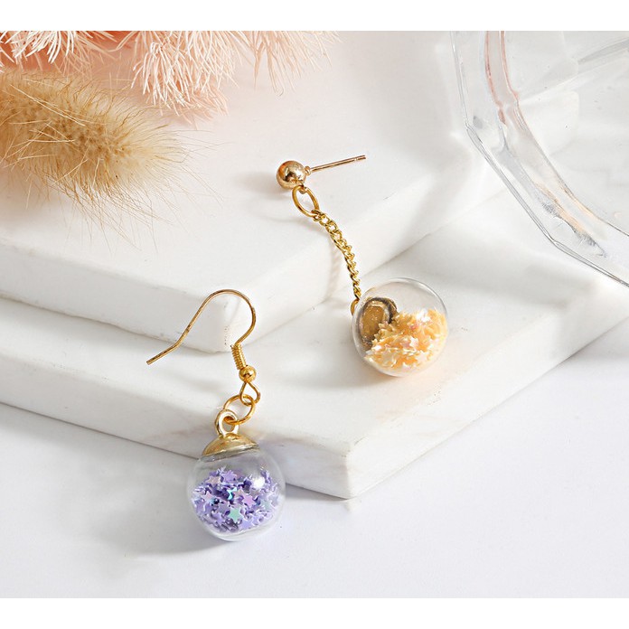 Set 5 mặt phụ kiện hình quả cầu thủy tinh trong suốt nhiều màu tùy chọn