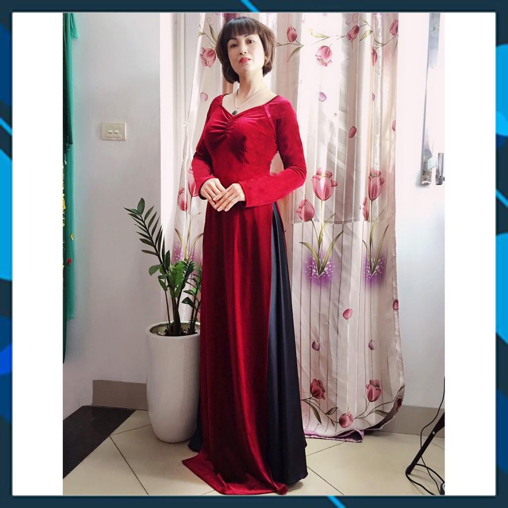 [BẢO HÀNH UY TÍN] VÁY ÁO DÀI NHUNG MÀU ĐỎ KÈM QUẦN. VÁY NHUNG ĐỎ, ÁO DÀI NHUNG MẪU MỚI, ĐẦM NHUNG