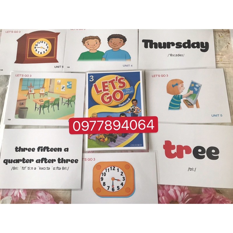 Flashcards Thẻ Tiếng Anh Let’s go 3 phiên bản 4th ép plastics  bền đẹp