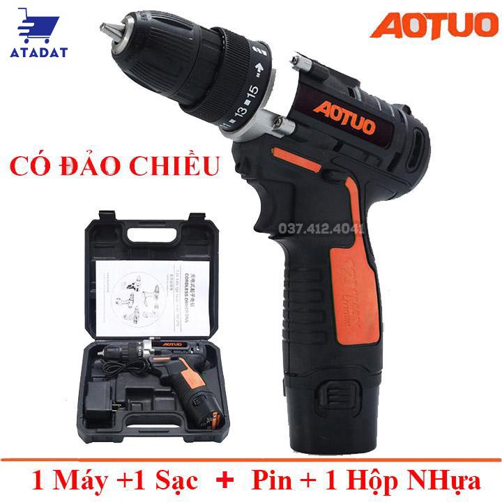 MÁY KHOAN, BẮT VÍT 2 CHIỀU AOTUO DÙNG PIN 12V