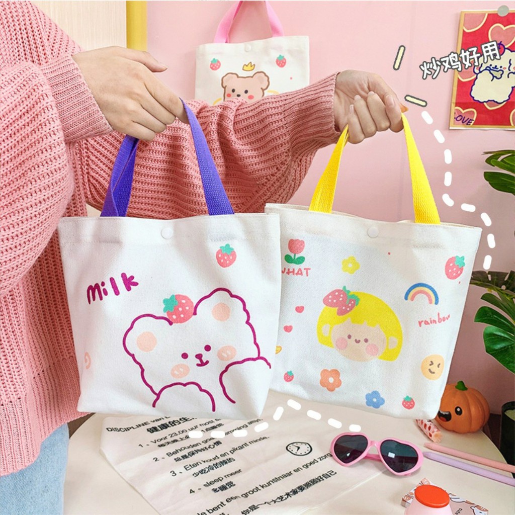 Túi tote nữ đi chơi mini SLEEP cute vải canvas đi học, đi làm