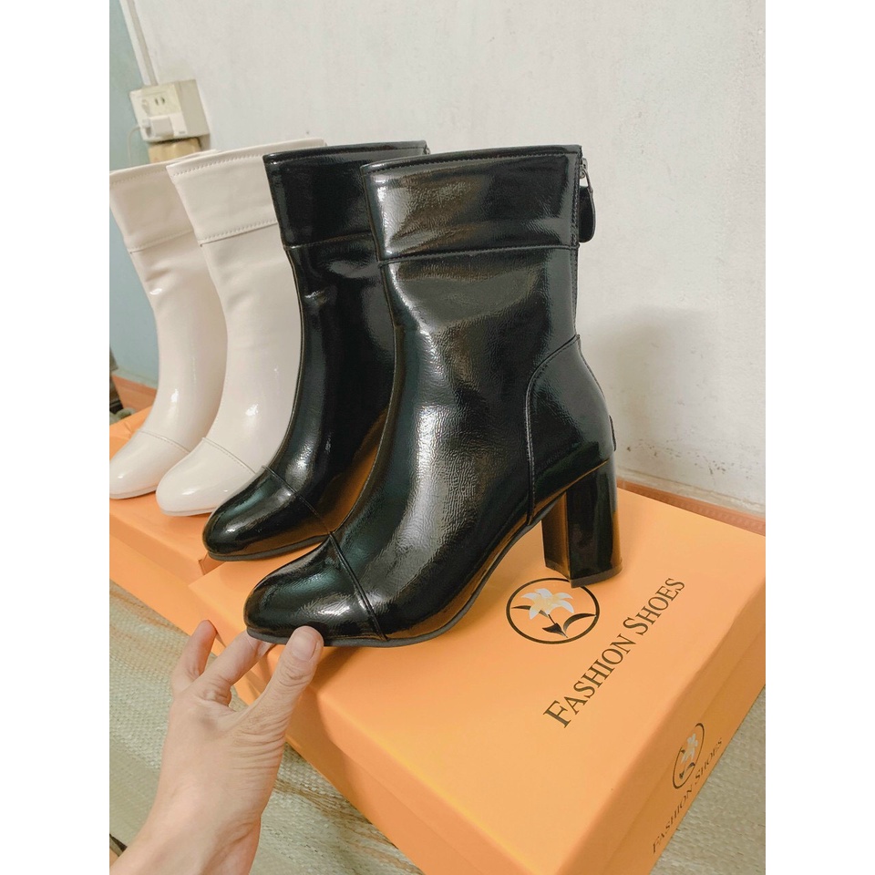 Bốt lửng khóa sau thời trang cá tính cao 7cm (fullbox)