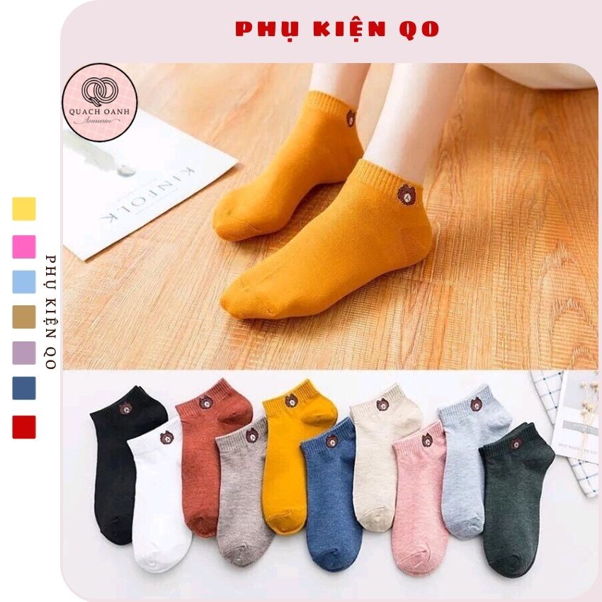 Combo 10 Đôi Tất Gấu Cổ Ngắn Họa Tết Brown Tặng Kèm Túi Đựng - Tất 4 mùa