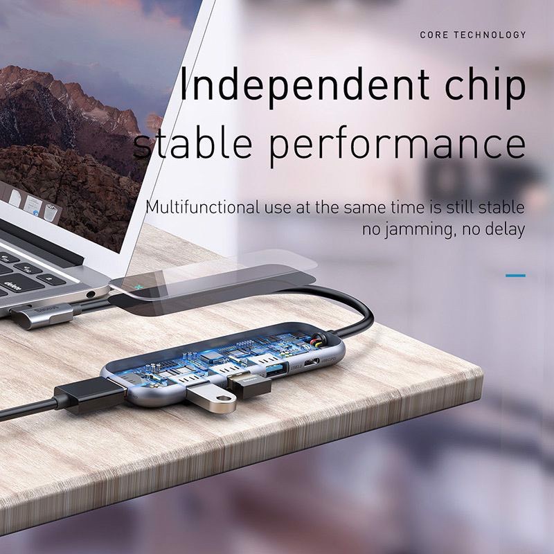 Hub chuyển đa năng Baseus Superlative Multifunctional 5 in 1 (Type-C to 3xUSB3.0+HDMI+PD) - Chính Hãng