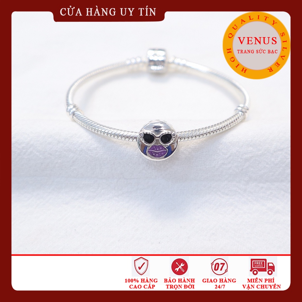 [Charm bạc 925 cao cấp] Charm quý bà đeo kính đen- Mã sản phẩm VENUSLAZ