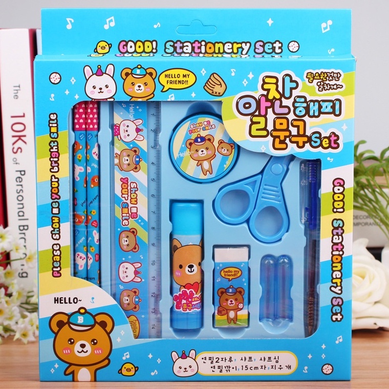 Bộ đồ dùng học tập thông minh cute hộp 10 món quà tặng dễ thương cho bé trai gái lớp 1