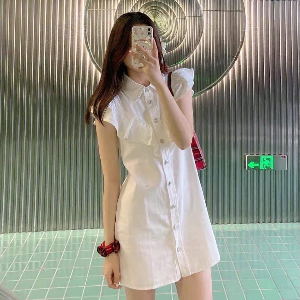 Đầm Zara denim ráp bèo cực xinh size S (nhỏ nhất) & M