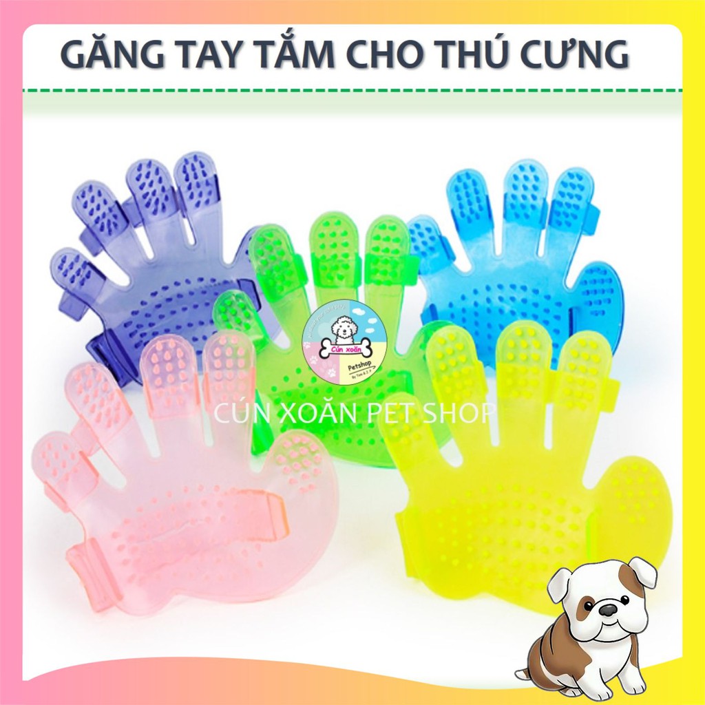 Găng tay tắm massage loại bỏ lông rụng cho chó - phụ kiện cho chó mèo