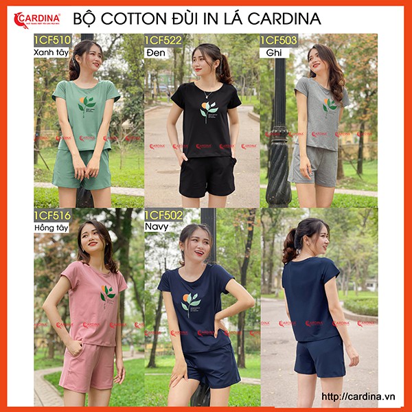 Đồ Bộ Nữ 𝐂𝐀𝐑𝐃𝐈𝐍𝐀 Bộ Cotton In Lá Quần Đùi, Áo Cộc Tay Cao Cấp Chính Hãng 1CF5