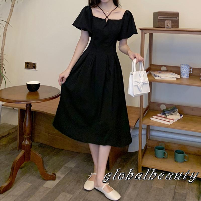 Đầm Midi Tay Ngắn Trễ Vai Thời Trang Mùa Hè Cho Nữ