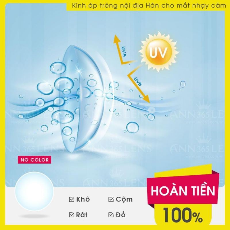 Lens màu 1 năm, lens không màu (1.0 độ - 2.75độ), kính áp tròng cận thị