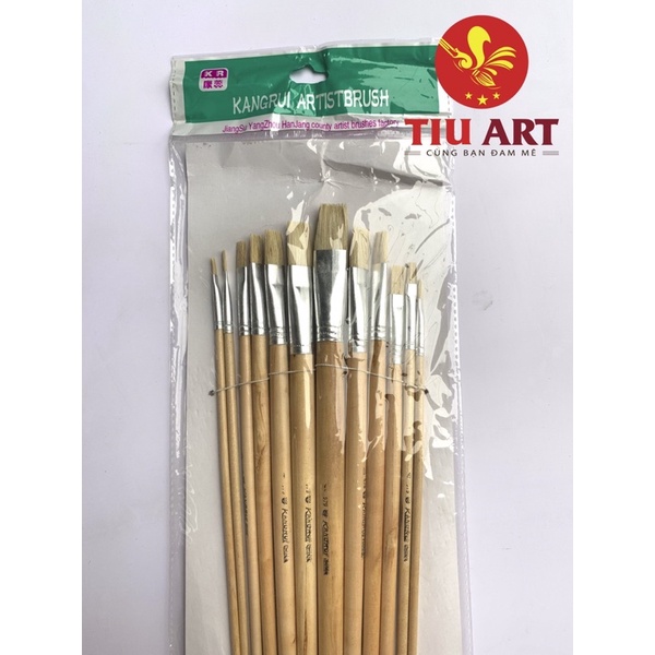 Bộ Bút Lông Lợn vẽ Acrylic, Sơn dầu đầu bằng