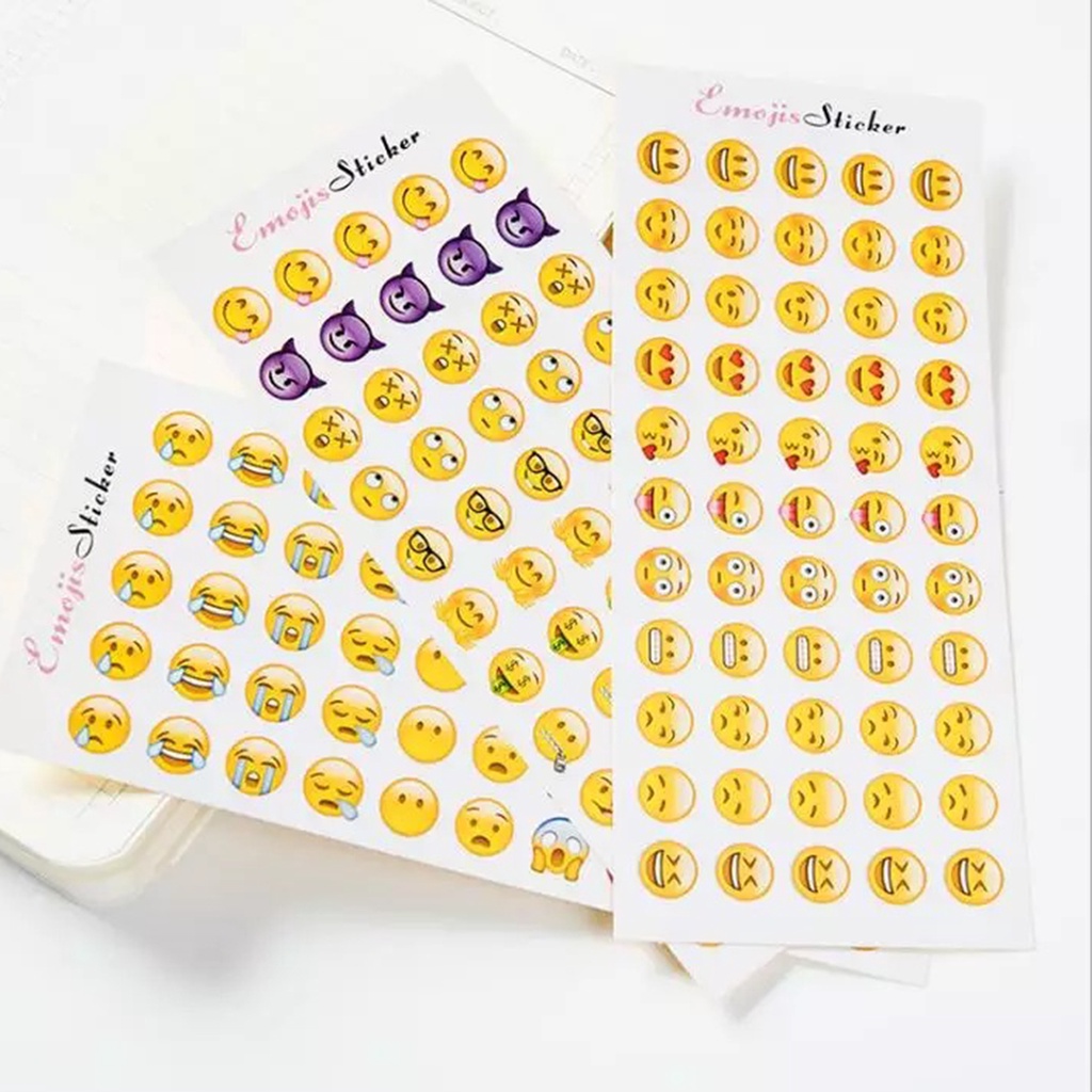 Set 12 Tờ Nhãn Dán Mini Họa Tiết Biểu Tượng Cảm Xúc Dễ Thương Trang Trí Nhật Ký / Văn Phòng / Tr