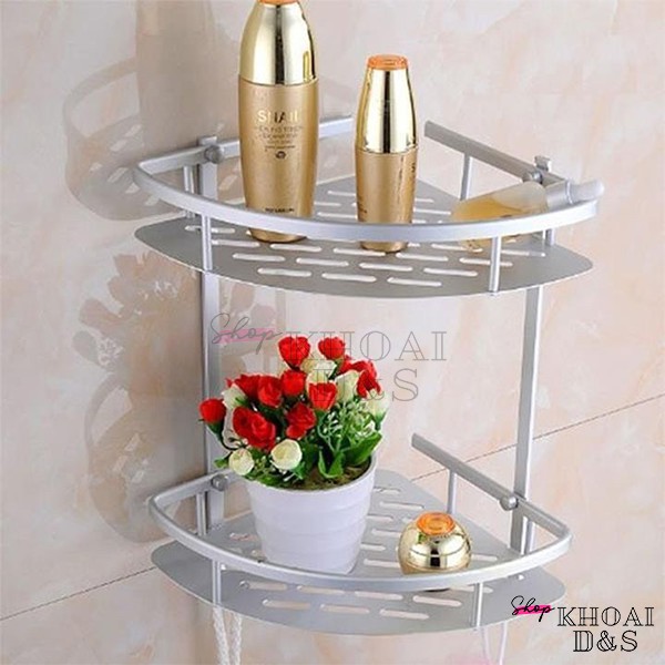 Kệ góc đa năng nhà tắm 2 tầng inox 304 cao cấp l Kệ góc nhà tắm 2 tầng chất liệu inox 304 chống han gỉ, thanh đan đặc