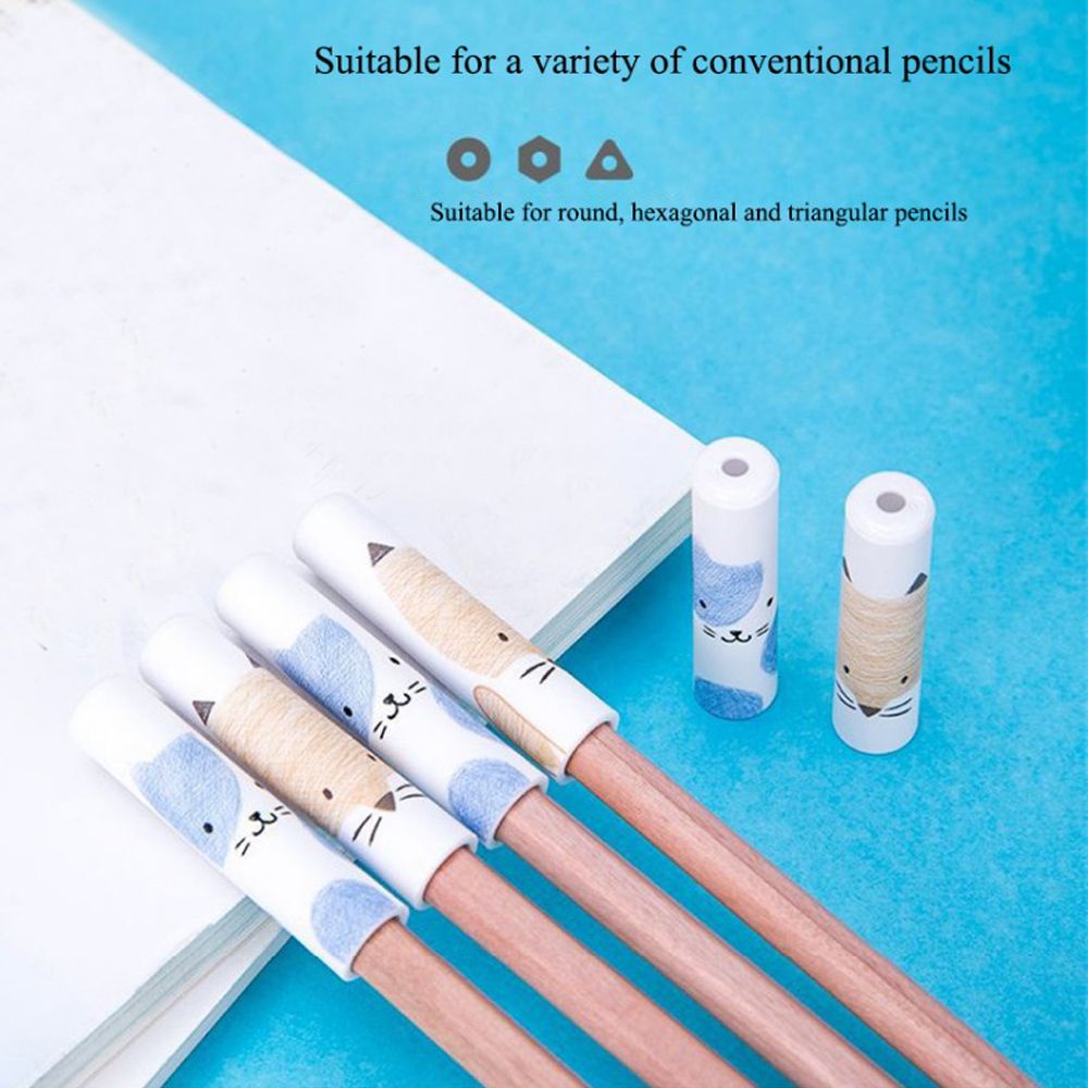 Set 6 nắp gắn bút chì mở rộng nhiều màu dễ thương thông dụng cho trường học