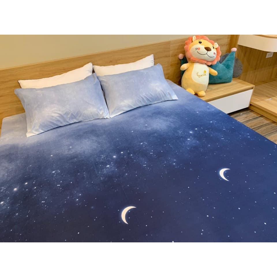 Bộ Ga Gối Cotton Poly 3D Họa Tiết - Mặt Trăng