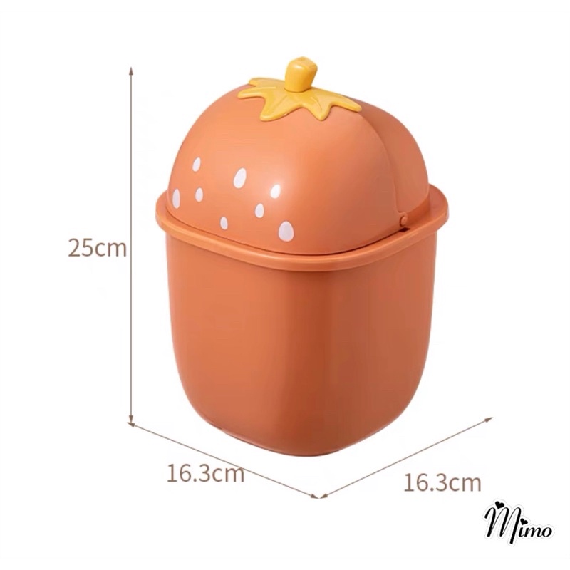 Thùng rác mini để bàn cute thiết kế nắp lật quả dâu decor bàn học, trang trí văn phòng tiện dụng 25*16CM