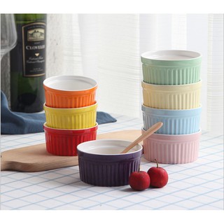 Chén chấm, chén tròn nhỏ vân sọc tối giản nhiều màu gốm tráng men - bếp lành décor
