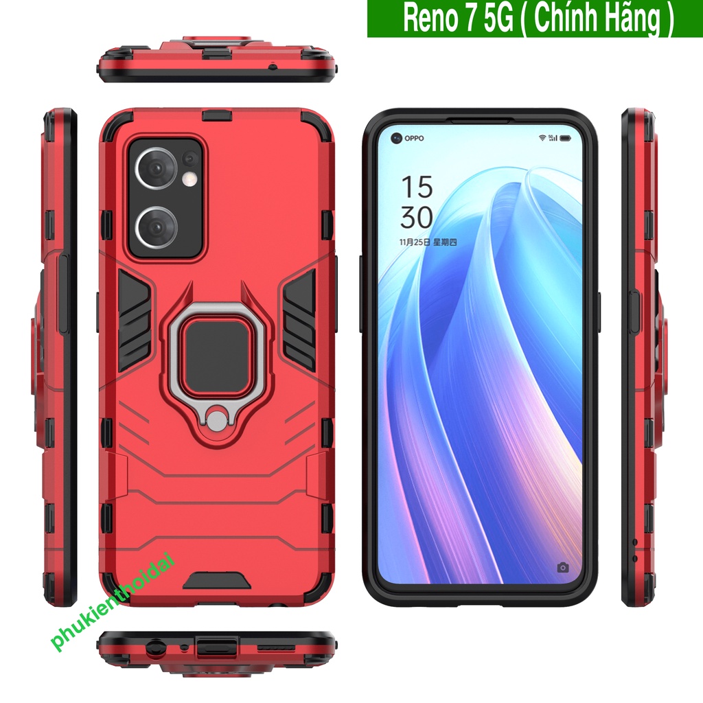 Ốp lưng Oppo Reno 7 5G Iron Man Iring chống sốc giá đỡ mặt lưng xem phim bảo vệ toàn diện