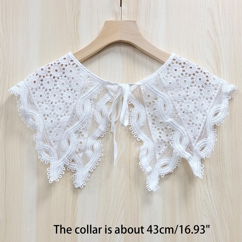 Khăn Choàng Cổ Giả Ren Thêu Họa Tiết Tròn Rỗng Có Thể Tháo Rời Cho Nữ