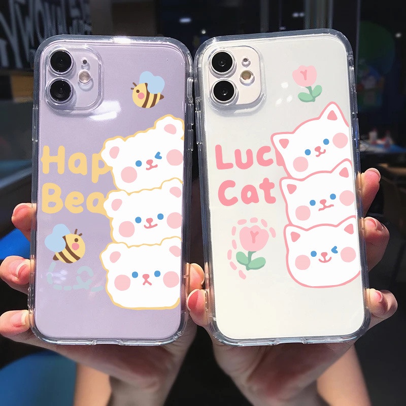 Ốp Điện Thoại Mềm Trong Suốt Hình Gấu Vui Nhộn Cho iPhone X XR Xs Max 7 8 Plus 11 12 13 14 Pro Max 13 Mini SE 2022 SE 2020