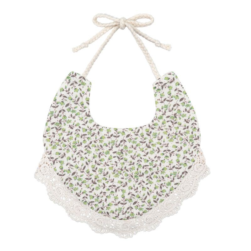 Yếm Ăn Cotton Hai Mặt In Họa Tiết Hoa Phong Cách Vintage Cho Bé Sơ Sinh