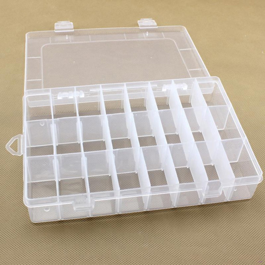 Hộp Nhựa Trong Suốt 24 Ngăn Đựng Trang Sức Tiện Dụng