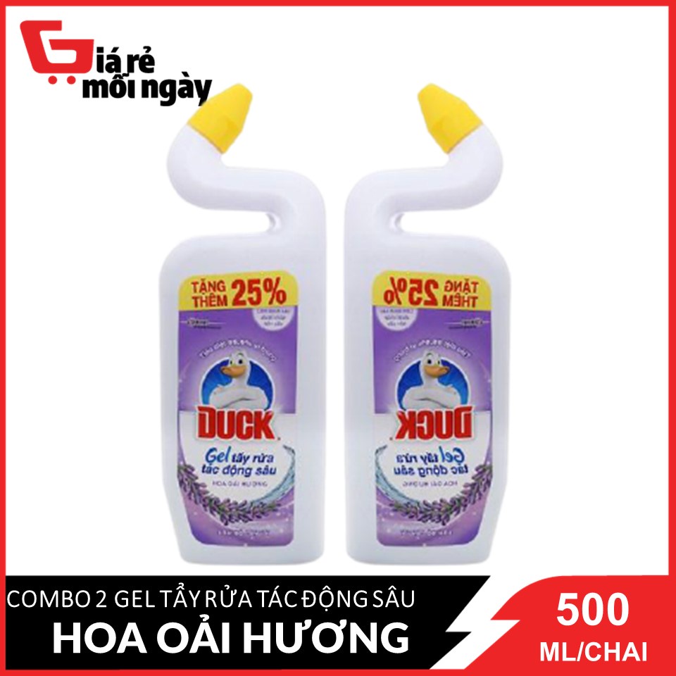 COMBO 2 Gel tẩy rửa Duck  tác động sâu hoa oải hương tiêu  diệt 99.9% vi trùng loại bỏ cặn vôi 500ml