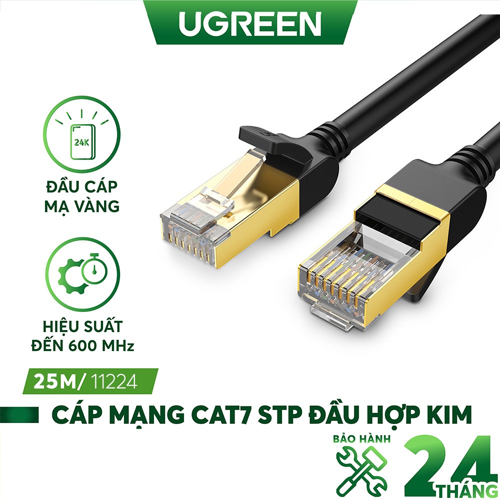 [Mã ELMALL300K giảm 5% đơn 500K] Cáp mạng 2 đầu đúc bọc hợp kim Cat 7 UTP, dạng tròn, dài từ 25-30m UGREEN NW107