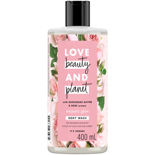 Sữa Tắm Love Beauty & Planet Majestic Glow Làm Sáng Da Rạng Rỡ Từ Thiên Nhiên 100% Tinh Dầu Hoa Hồng 400Ml